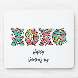Whimsical "XOXO"Hearts Happy Valentine's Day Mouse Pad