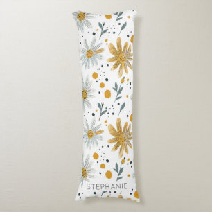 Whimsical Yellow and White Floral Pattern Body Cushion