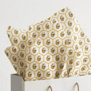 Whimsical Yellow Beehive and Bumblebee Pattern Tissue Paper