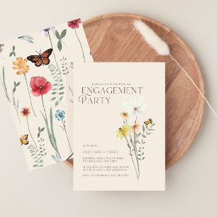 Whimsical Yellow Daisy Wildflower Engagement Party Invitation