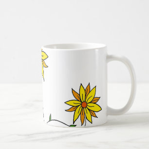 Whimsical Yellow Flower Doodle Art Coffee Mug