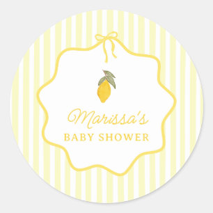 Whimsical Yellow Lemon Baby Shower Classic Round Sticker