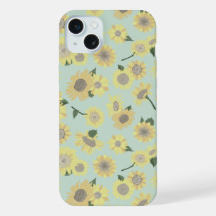 Whimsical Yellow Orange Teal Painted Sunflower iPhone 15 Plus Case