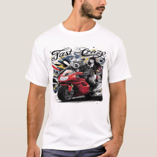 Whimsical Yeti Bigfoot Biker Cruising Through Wild T-Shirt
