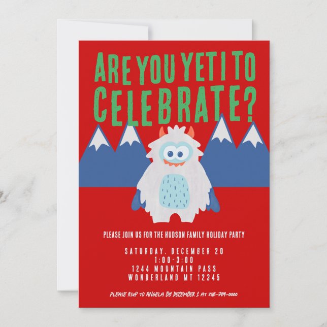 Whimsical Yeti Holiday Party Invitation (Front)