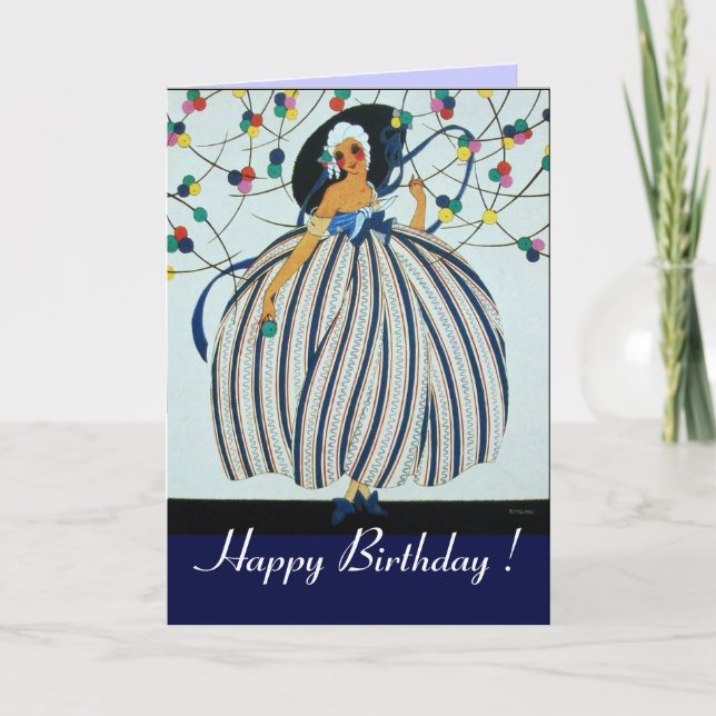 WHIMSICAL YOUNG GIRL / Happy Birthday Card (Front)