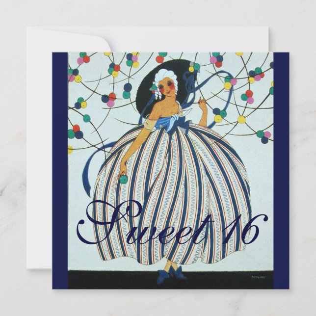 WHIMSICAL YOUNG GIRL SWEET 16 BIRTHDAY PARTY INVITATION (Front)