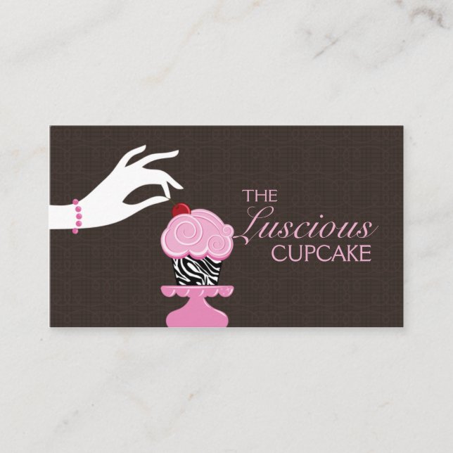 Whimsical Zebra Cupcake Bakery Business Cards (Front)