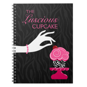 Whimsical Zebra Cupcake Bakery Spiral Notebook