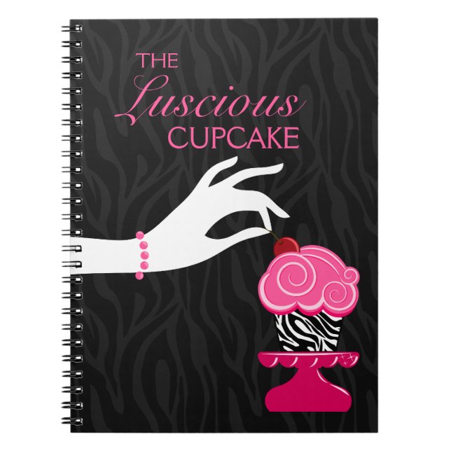 Whimsical Zebra Cupcake Bakery Spiral Notebook (Front)