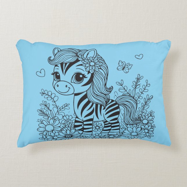 Whimsical Zebra Decorative Cushion (Front)