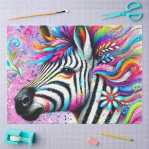 Whimsical Zebra Floral Daisy Decoupage Tissue Paper