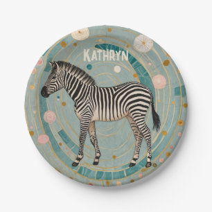 Whimsical Zebra Personalised Paper Plate