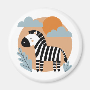 Whimsical Zebra Scandinavian Influenced Magnet