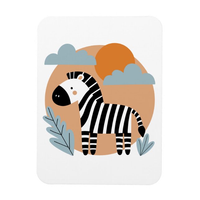 Whimsical Zebra Scandinavian Influenced Magnet (Vertical)