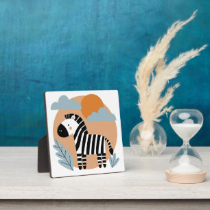Whimsical Zebra Scandinavian Influenced Plaque