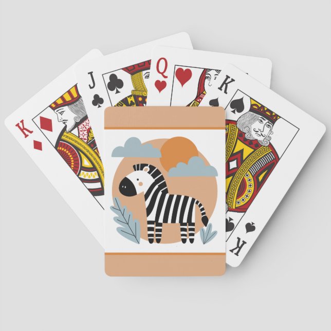 Whimsical Zebra Scandinavian Influenced Playing Cards (Back)