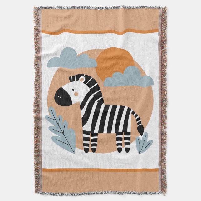 Whimsical Zebra Scandinavian Influenced Throw Blanket (Front Vertical)