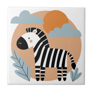 Whimsical Zebra Scandinavian Influenced Tile