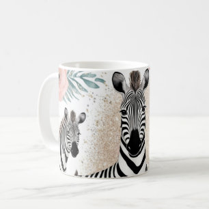 Whimsical Zebras and Floral Fantasy Coffee Mug