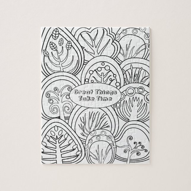 Whimsical Zen Doodle Trees Quote Relaxing Colourin Jigsaw Puzzle (Vertical)