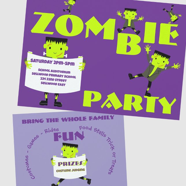Whimsical Zombie Party Halloween Party Invitation (Creator Uploaded)