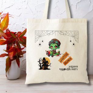Whimsical Zombie Pilot Aeroplane Kids Halloween Tote Bag