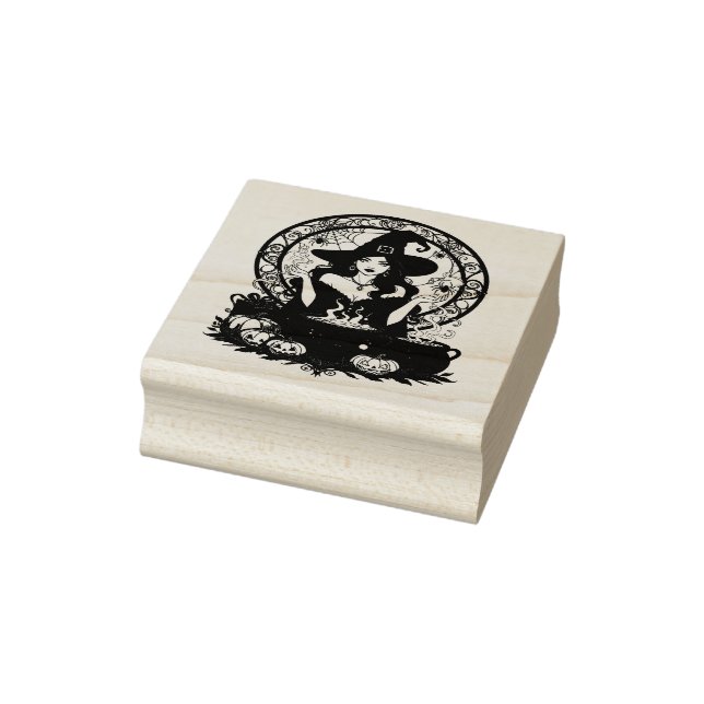 Whimsically Enchanting Witch With Spiders Rubber Stamp (Stamp)