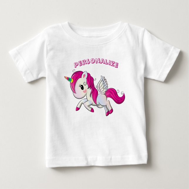 Whimsicle Flying Unicorn Pegasus Rainbow Horn Baby T-Shirt (Front)