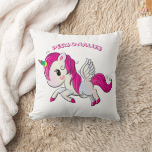 Whimsicle Flying Unicorn Pegasus Rainbow Horn Cushion
