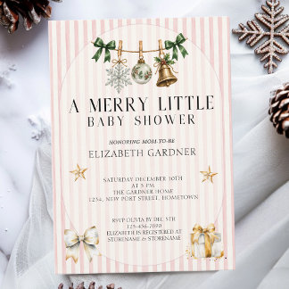 Whimsicle Pink A merry Little baby shower Invitation