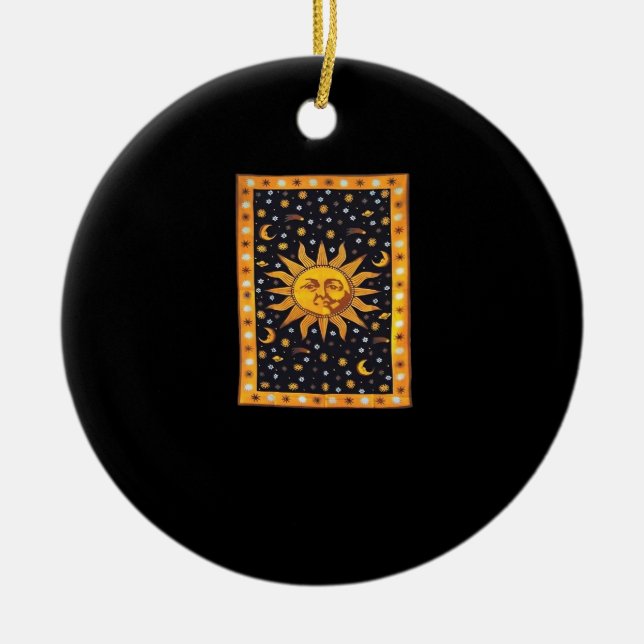 Whimsigoth 90s Sun And Moon Ceramic Tree Decoration (Front)