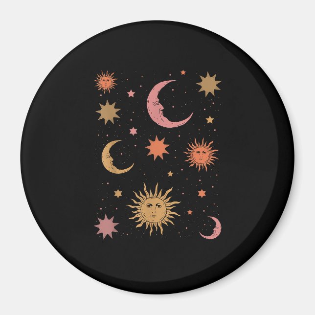 Whimsigoth Aesthetic Vintage Half Moon Sun Magnet (Front)