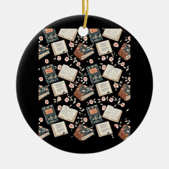 Whimsigoth Booktok Aesthetic Graphic Ceramic Tree Decoration (Front)
