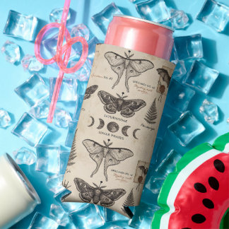 Whimsigoth Botanical Specimens Antique Moth Bat Seltzer Can Cooler