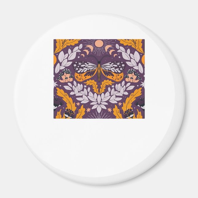Whimsigoth Butterfly Florals - Purple, Lavender An Magnet (Front)