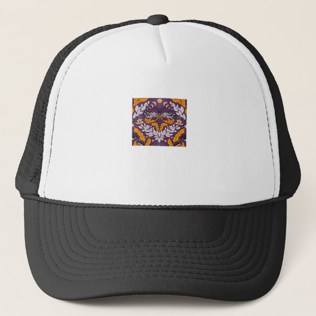 Whimsigoth Butterfly Florals - Purple, Lavender An Trucker Hat (Front)