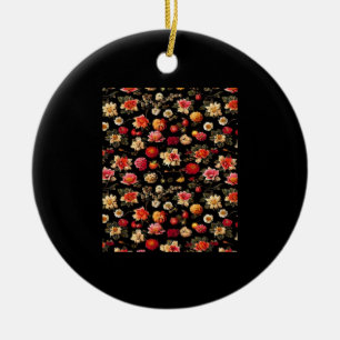 Whimsigoth Chintz Vintage Oil Painting Ceramic Tree Decoration