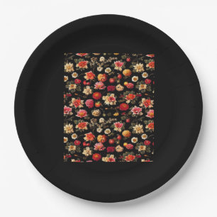 Whimsigoth Chintz Vintage Oil Painting Paper Plate