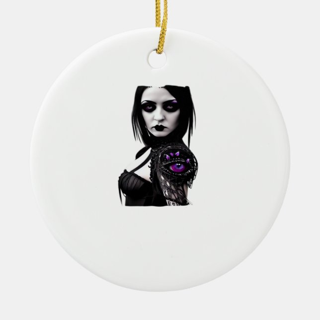 Whimsigoth Classic Design For Halloween Ceramic Tree Decoration (Front)