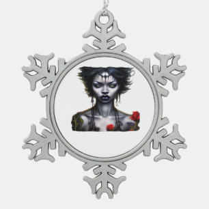 Whimsigoth Classic Magic Snowflake Pewter Christmas Ornament