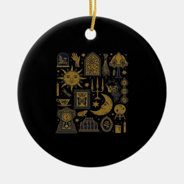 Whimsigoth Classic – Mystical Moons & Forest Ceramic Tree Decoration (Front)