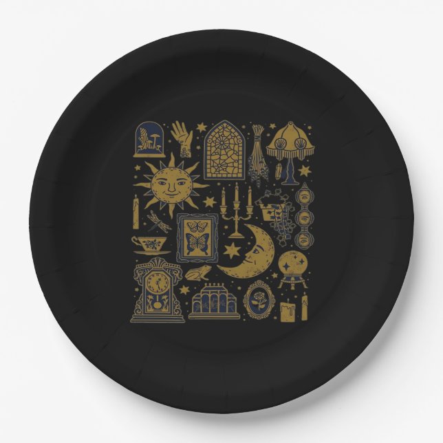 Whimsigoth Classic – Mystical Moons & Forest Paper Plate (Front)