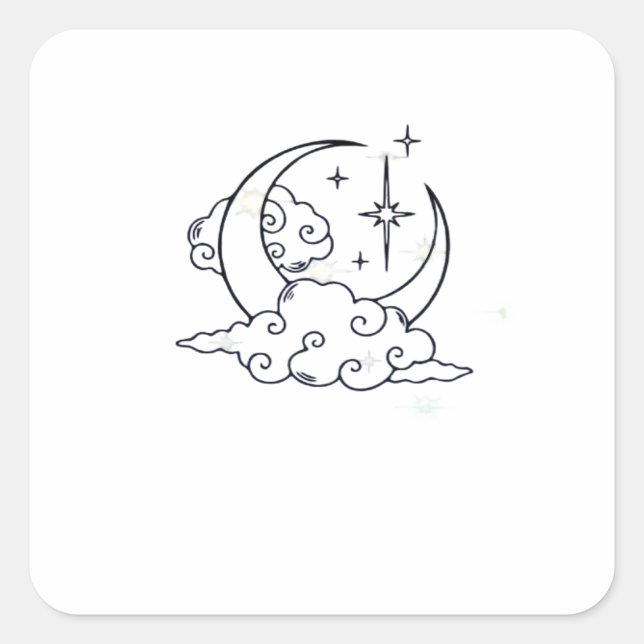 Whimsigoth Clouds Moon Witchy Classic Square Sticker (Front)