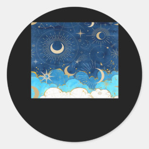 Whimsigoth Clouds Sun Moon Witchy Classic Round Sticker