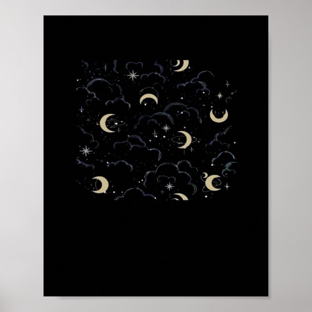 Whimsigoth Clouds Sun Moon Witchy Poster (Front)