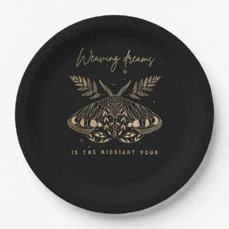 Whimsigoth Cottagecore Goblincore Mystical Moth Go Paper Plate