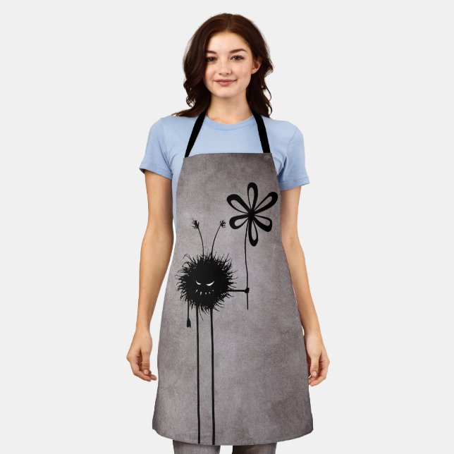 Whimsigoth Cute Goth Evil Creature Flower Vintage Apron (Worn)