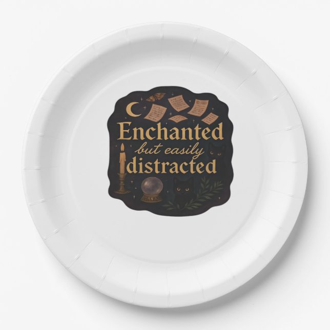 Whimsigoth Fantasy Mystical Forests, Moons & Magic Paper Plate (Front)