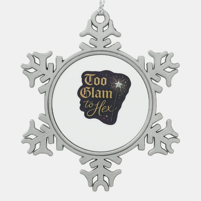 Whimsigoth Fantasy Mystical Forests, Moons & Magic Snowflake Pewter Christmas Ornament (Front)